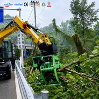Cisaille à arbres pour excavatrice forestière avec moteur hydraulique et système d'engrenages