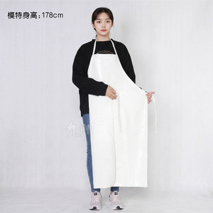 White Pu Leather <b>Apron</b> 65x100cm Waterproof Oil Resistant For <b>Kitchen</b> Restaurant Food Factory Use - Product Image 2