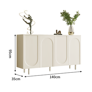 质朴木质白色拱形门形餐边柜，带 4 门储物柜，适合客厅走廊 - Product Image 2