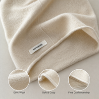 Bonnet en laine blanc cassé minimaliste, coupe ample, coupe-vent, doux pour la peau, respirant, idéal pour la randonnée et les courts séjours en plein air