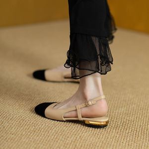 Dép nữ mùa hè kiểu retro QuiteS 2025, thanh lịch, giản dị, quai ngang, không gót, kiểu dáng phẳng, phối màu, mũi kín, thời trang, hợp xu hướng - Product Image 2