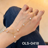 Bijoux pour femmes tendance vintage de luxe léger, plaqué or 18 carats, bracelet en acier inoxydable, bague, chaîne de doigt réglable