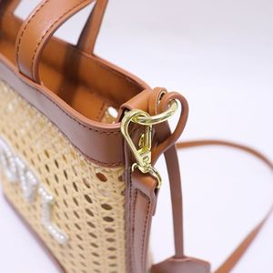 Sac fourre-tout personnalisé en bambou tressé écologique pour femme, idéal pour l'été, la plage, les vacances, avec fermeture éclair, portable, pour voyage, logo DIY Keymay - Product Image 3
