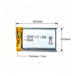 Batería Recargable de Iones de Litio 702040 de 3.7V 500mAh 1.85Wh con Cable Previamente Conectado para Juguetes y Electrónica de Consumo - Product Image 2