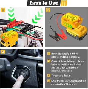 Abrazaderas para Cables de Arranque para Batería <span class=keywords><strong>DeWalt</strong></span> de 20 V, Convertidor a Arrancador de Arranque Automotriz con Cables de 11 AWG y Clips de Loro - Product Image 5