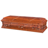 8208 venta al por mayor ataúd de buena calidad suministros funerarios ataúd de madera humana entierro adulto grano de madera Natural hecho de cedro rojo macizo