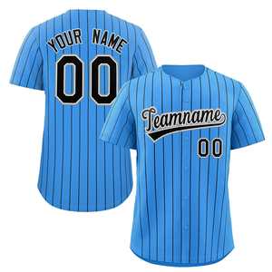 Atacado Jerseys Listras Azuis Estilo Botão Especial Sportwear Personalizado Nome Da Equipe Logotipo Unisex Custom Costurado Baseball Jersey - Product Image 3