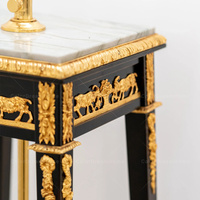 Socle en marbre noir doré de style néoclassique français de luxe pour villa, hall d'hôtel, mobilier d'exposition haut de gamme