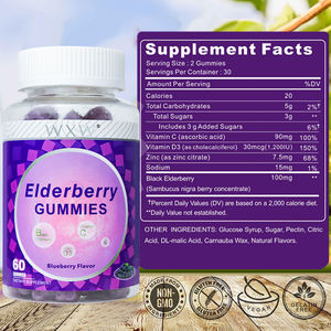 Stock WXW Saúco Aceite de Semilla Negra Gummy Comida Saludable Saúco Gomitas Sambucus Saúco Boost Inmune Antioxidante Gomitas - Product Image 2