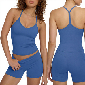 Conjuntos Deportivos de 2 Piezas para Mujer, con Logotipo Personalizado, al por Mayor, Sólidos, Cómodos, sin Costuras, para Gimnasio, Fitness, Tallas Grandes, Transpirables, para Yoga - Product Image 3