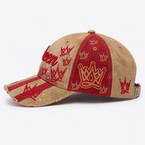 Wholesale T&L Custom Logo Flat Embroidery Rhinestones 6-Panel Faux Suede Adjustable Luxury <b>Vintage</b> Bling Baseball <b>Cap</b> - Product Image 3