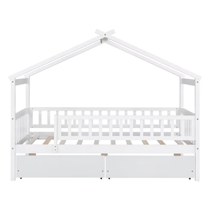 Letto Montessori per Bambini <span class=keywords><strong>a</strong></span> Una Piazza e Mezza con <span class=keywords><strong>Due</strong></span> Cassetti, Struttura in Legno di Pino Massiccio, Moderno, Pieghevole, con Contenitore, Colori Personalizzabili - Product Image 3