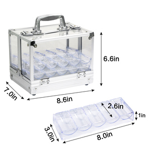 JIAYI - Étui <span class=keywords><strong>de</strong></span> transport pour jetons <span class=keywords><strong>de</strong></span> <span class=keywords><strong>poker</strong></span> en plastique avec cadre en aluminium - Contient 600 jetons - Conception à double ouverture - Jeu <span class=keywords><strong>de</strong></span> casino professionnel - Product Image 2