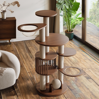 Grand mobilier d'intérieur moderne pour chat en bois massif, durable, écologique, facile à assembler, avec maison, perchoir de repos et poteaux à gratter, en carton
