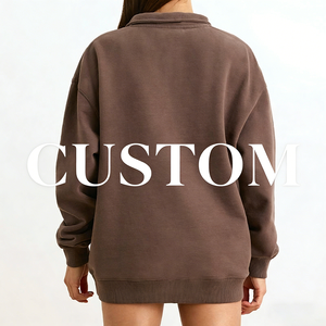 NEOHOPE Custom Logo Brand <strong>Boyfriend</strong> Crew Neck Oversize 1/4 Zip <strong>Jumper</strong> Fleece Quarter Zip Sweatshirt Women - Product Image 2