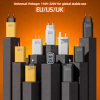 Cargador Rápido GaN USB-C de 140W con Enchufe para UE, EE. UU. y Reino Unido, Cargador Rápido PD Tipo C de 140W para Teléfono Móvil, Adaptador de Viaje