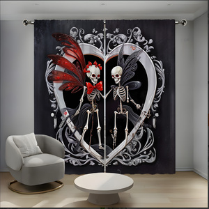 Rideaux imprimés numériquement en haute définition 2D avec un motif <span class=keywords><strong>de</strong></span> crâne classique, adaptés aux chambres à coucher et aux salons - Product Image 4