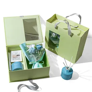 कस्टम आकार रंगीन कला कागज ग्रे गत्ता फ्लिप कॉस्मेटिक Aromatherapy स्पष्ट खिड़की के साथ वेलेंटाइन दिवस उपहार बॉक्स