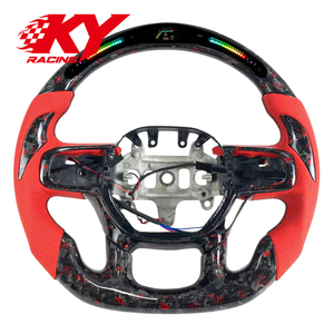 พวงมาลัยสปอร์ตไฟ LED สำหรับดอดจ์2018-2027 1500 TRX 2500 3500 4500 5500 SRT Rho หนังคาร์บอนไฟเบอร์สีแดงออกแบบได้ตามต้องการ - Product Image 1