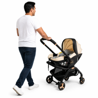 Cadre en alliage d'aluminium Capacité de charge de 15 kg 0-6 mois Poussette pour nouveau-né Pliable Portable Convertible 3-en-1 Poussette bébé Légère