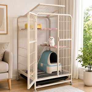 Villa de luxe multi-niveaux pour chats et lapins - <span class=keywords><strong>Cage</strong></span> intérieure solide en forme de triangle avec options multicolores - Product Image 3