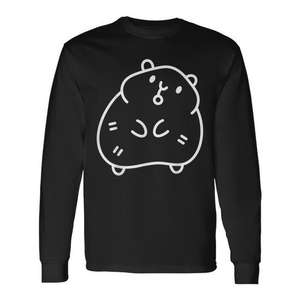 T-shirt minimaliste à manches longues avec motif cochon d'Inde à une ligne - Product Image 1