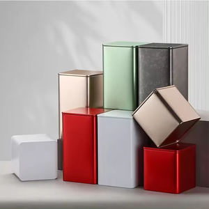 Contenedor de Almacenamiento Apilable Vacío con Logotipo Personalizado Más Vendido de RTS, 8.5*8.5*H9cm/15cm, Caja de <span class=keywords><strong>Metal</strong></span> Cuadrada para Té de 60g 125g - Product Image 2