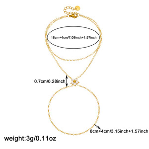 Fashion Minimalist Flower Diamond <b>Bracelet</b> Gold Plated Stainless Steel <b>Stacked</b> Chain Gift Jewelry - Product Image 4