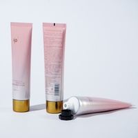 Tubes cosmétiques en plastique rose et argenté dégradé personnalisables de 100 ml et 150 ml avec bouchon à vis doré et étiquetage pour masque capillaire et lotion corporelle