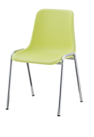 Chaise de salle à manger empilable moderne en plastique PP avec pieds en métal chromé pour restaurant, café, usage domestique