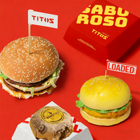 Ensemble de combinaison de boîte à hamburger pliable de qualité alimentaire imprimé personnalisé ensemble de boîte à hamburger jetable durable pour restauration rapide