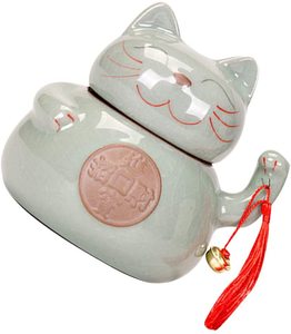 Pots à thé en céramique vintage, récipients à la mode en forme de chat porte-bonheur, caddie à café, bol à sucre pour épices, Pots à condiments - Product Image 1