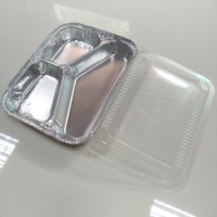 Barquette jetable en aluminium à trois compartiments pour plats à emporter, plateau de cuisson 227 mm, conteneur de restauration et usage domestique