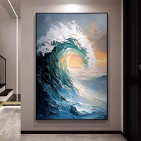 Vente en gros directe d'usine toile tridimensionnelle pure peinte à la main vague design de mode peinture murale à l'huile décor minimaliste