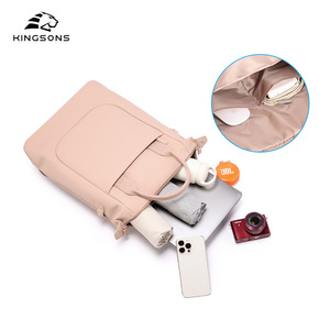 Kingsons Women's <b>Backpack</b> Pink <b>Lightweight</b> Solid Color Soft Handle Interior Zipper Pocket Leisure Travel <b>Backpack</b> - Product Image 4