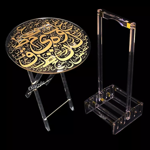 2022 nuovo stile Arabia saudita tavolo da tè Set tavolo pieghevole in acrilico trasparente all'ingrosso con stampa - Product Image 4