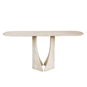 Sang Trọng La Mã Travertine Bảng Phòng Khách Dài Kem Bất Đá Top Cao Chân Accent Hành Lang Đá Cẩm Thạch Nhập Bảng Điều Khiển - Product Image 1