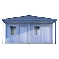 Casa Contenedor Prefabricada Moderna con Techo a Dos Aguas, Casa Móvil Modular de 2 Habitaciones con Estructura de Acero, Segura y de Fácil Instalación