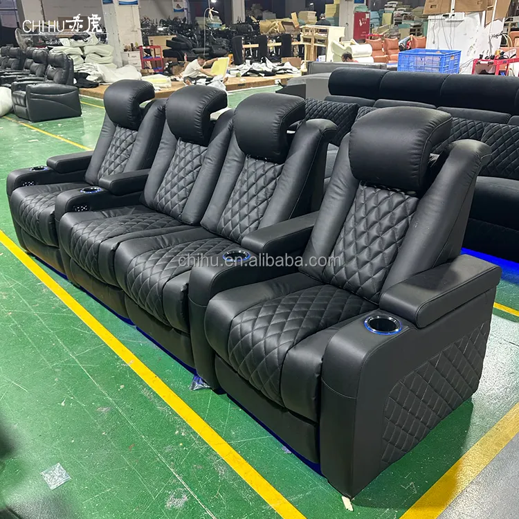 Top Grain Lederen Power Liggende Movie Theater Sofa Vip Zitkamer Meubels Elektrische Fauteuil Theater Stoel Cinema