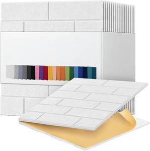 PET Acoustic Panels 12 PCS Soundproof Wall Panels Brick Style Sound Panels Easy Self Adhesive Installation - Product Image 1