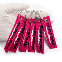Porte-clés personnalisé avec lettres, étiquette de moto, logo double face, porte-clés tissé brodé