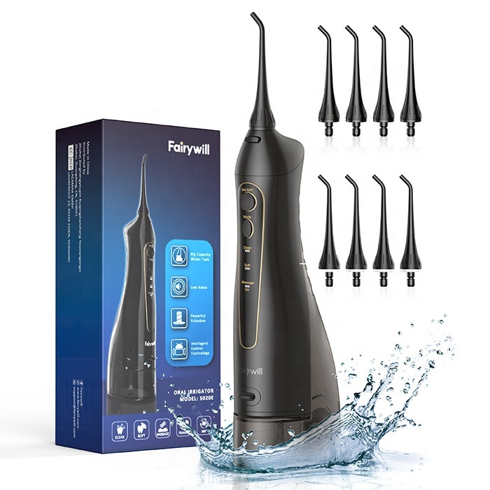 Fairywill FW 5020E 2020 2021 2022 портативный беспроводной ирригатор для полости рта IPX7 300 мл Электрический ирригатор струя воды для путешествий