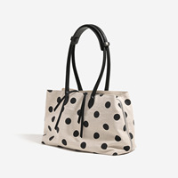 Tas Tangan Kanvas Polkadot Segar Musim Semi Musim Panas Korea untuk Wanita Tas Tote Travel Gaya Baru Multi Saku Kapasitas Besar