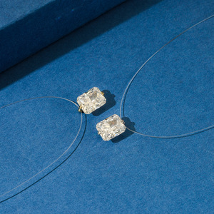 Bijoux délicats pour femmes <span class=keywords><strong>Collier</strong></span> flottant invisible en <span class=keywords><strong>nylon</strong></span> transparent avec zircon et diamant - Product Image 5