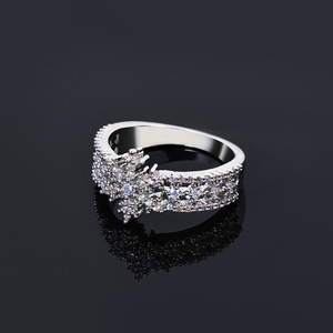 Wholesale GRA VVS Moissanite Snowflake Motif <b>Ring</b> 925 Silver Gold Vermeil V-Prong Set Hip Hop <b>Iced</b> Out Custom B2B Fine Jewelry - Product Image 1