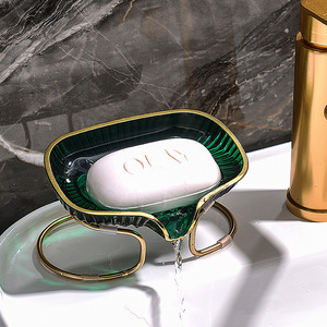 Rong An Soap Dish Transparent Green PS Material With Drainage For Bathroom Kitchen Use - Product Image 1