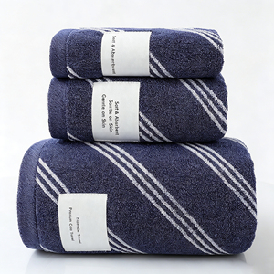 Ensemble <span class=keywords><strong>de</strong></span> serviettes en tissu éponge 100% coton, absorbant l'eau, durable, à rayures diagonales blanches, pour la famille, la salle <span class=keywords><strong>de</strong></span> sport, les centres <span class=keywords><strong>de</strong></span> villégiature, promotionnel - Product Image 4