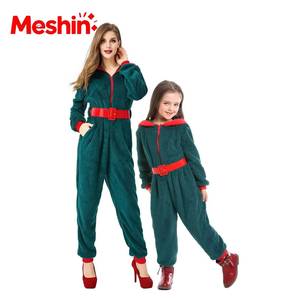 MS - Mono de Terciopelo Coral Verde para Invierno, Ideal para Fiestas, Festivales, Navidad, Pijamas Familiares para Niños y Adultos, Colección para Niñas - Product Image 3