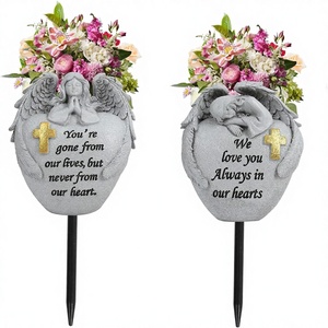 Vaso commemorativo a croce d'angelo per cimitero, 2 pezzi, con picchetti in ferro, decorazione da <span class=keywords><strong>giardino</strong></span>, regalo commemorativo per l'amore perso - Product Image 1