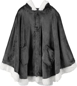 <span class=keywords><strong>Plaid</strong></span> poncho cape à <span class=keywords><strong>capuche</strong></span> en flanelle sherpa tricotée super douce et confortable, style européen, pour <span class=keywords><strong>femme</strong></span> - Product Image 4
